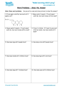 Worksheets for kids - word-problems-show-the-answer1